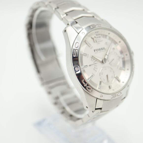 Mens Fossil Multifunction Watch 41mm Silver Tone Day Date Stainless Steel BQ9327 - Picture 9 of 14